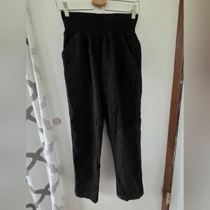 Emme Mama Maternity Smocked 100% Linen Pants Small - Black